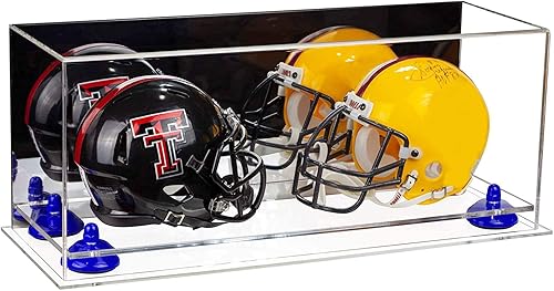 Miniatura 81 de Better Display Cases Acrílico 2 Mini casco de fútbol (no tamaño completo) vitrina con base de césped transparente (V46/A019)