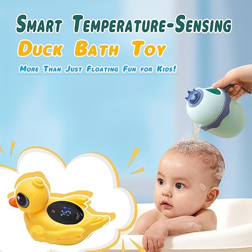 Miniatura 3 de Big-Eye Duck - Termómetro de baño para bebé, monitor digital de agua y temperatura ambiente con alertas LED, esencial de seguridad de baño flotante