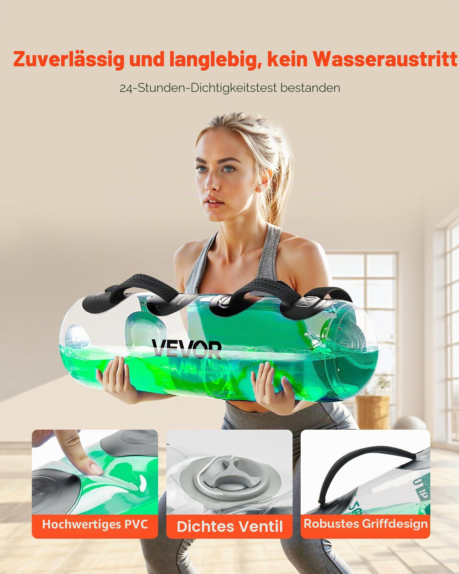 VEVOR Wassergewichte Aqua-Tasche, große Aqua-Tasche für Workout, verstellbare tragbare Stabilität, Fitness- und Ganzkörper-Trainingsgeräte, für Kraftkern- und Gleichgewichtstraining, Heimgymnastik