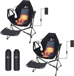 Nice Nice C Heated Hammock Camping Chair with Footrest, Heated Camping Chair with Battery, Rocking Swing Chairs, Hammock Chairs with Stand, Heavy Duty (2, Heat Black W/Footrest)