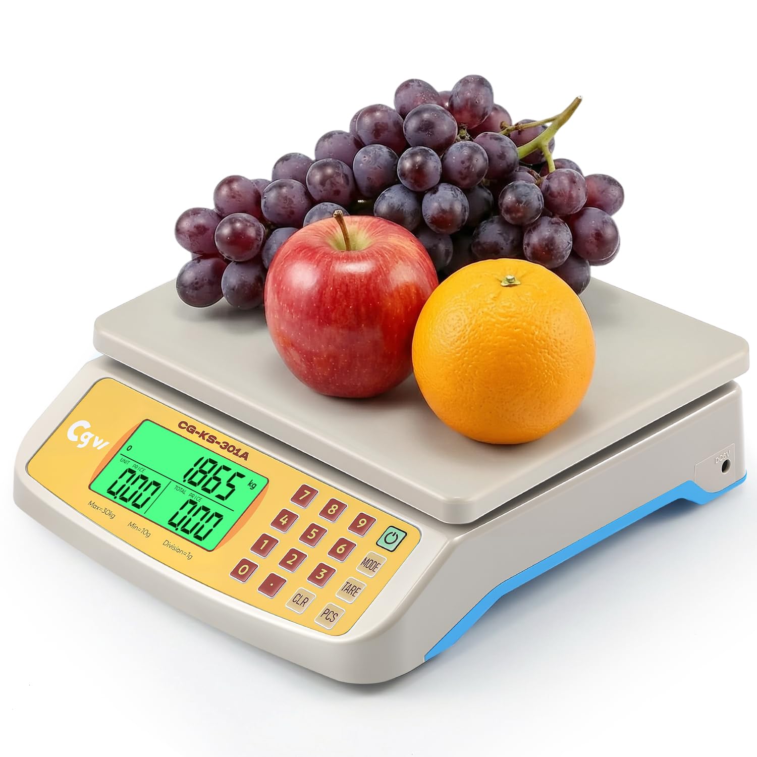 CGOLDENWALL 30kg/1g Bilancia Alimentare - KG/LB/OZ, Conteggio & Tara | Bilancia Calcolatrice con Display LCD e Doppia Alimentazione, Ampio Piatto 21,5 cm x 24 cm, per Ristorante, Pasticceria, Casa