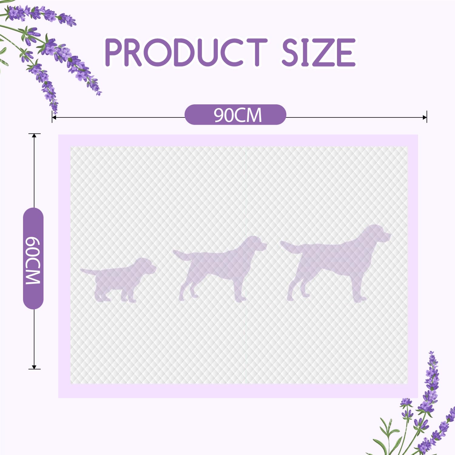 Nobleza Empapadores Perros con Aroma Lavanda, ¡Fragancia Relajante! 60x90cm (50 Unid), Absorción Instantánea y Secado Rápido, Almohadillas de Antiderrames de Perros y Cachorros