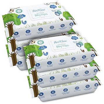 AroKleen Pure Water Soft Cleansing Baby Wipes | 432 Wipes-Pack of 6 | Extra Thick & Moist Wet Wipes for Baby's | Prevents Rashes & Redness with Goodness of Aloe Vera & Vitamin E