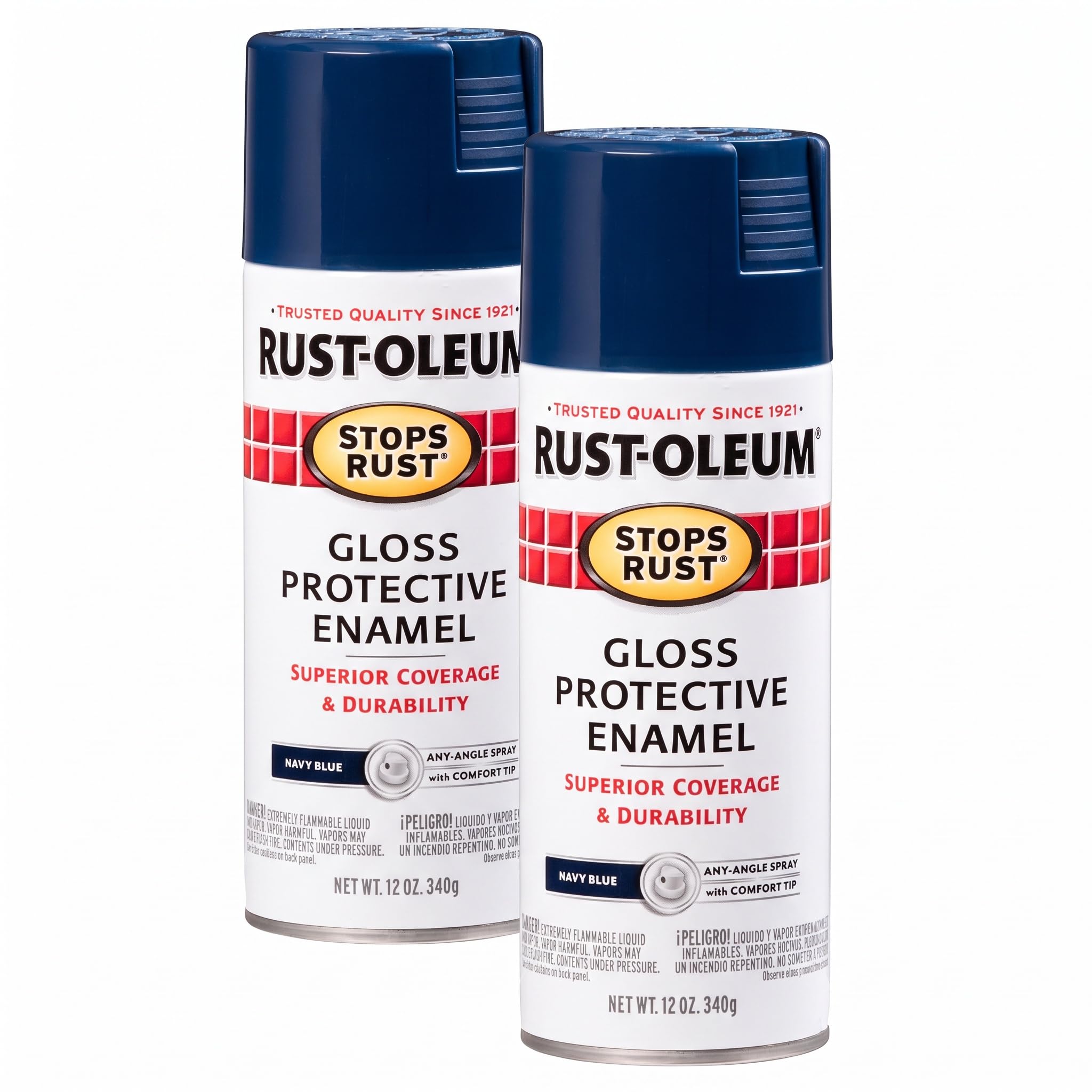 Rust-Oleum 7723830 Stops Rust Spray Paint, 12 oz, Gloss Navy (Pack of 2)