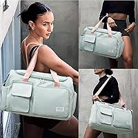 Vista 105 de Pequeña bolsa de gimnasio para mujer, bolsa de viaje con compartimento para zapatos