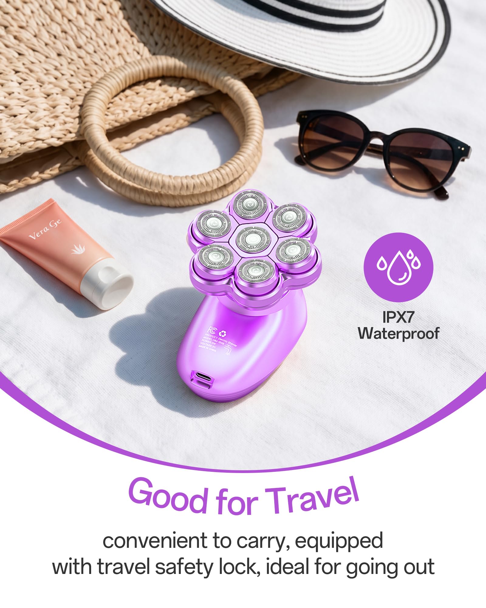 Maquinilla de afeitar eléctrica para mujer, afeitadora corporal recargable 5 en 1, resistente al agua, removedor de vello seco y húmedo, recortadora para bikini, axilas, labios, brazos, piernas