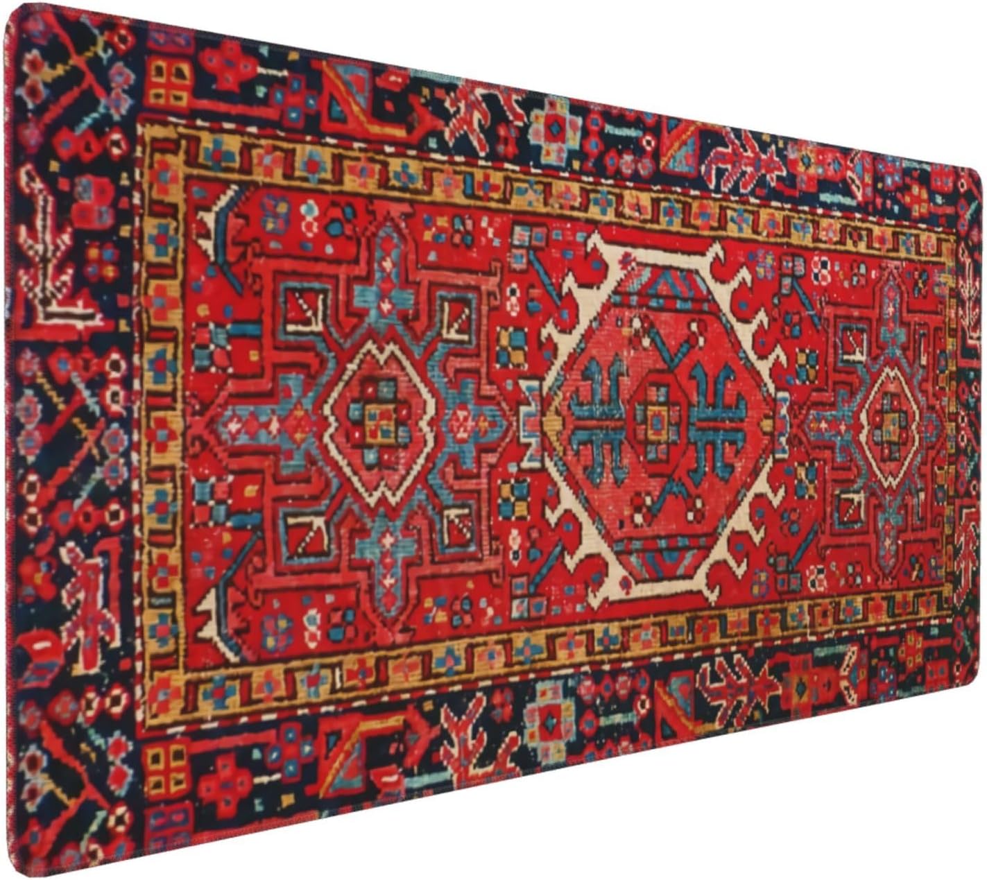 Antique Oriental Turkish Persian Carpet Gaming Mouse Pad, Large Mouse Pad for Desk, 35.4x15.7inch Desk Pad with Non-Slip Base and Stitched Edge for Home Office Gaming Work