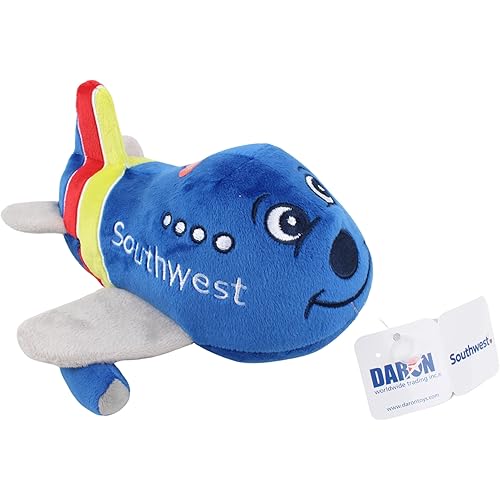 Daron Southwest Airlines Plush Toy Airplane, 8 inches