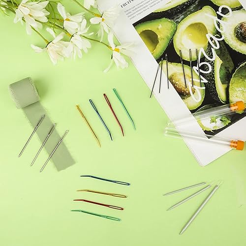 Miniatura 3 de 20 agujas grandes para oscurecer los ojos, aguja de tapiz de acero inoxidable, agujas de hilo romo, agujas de oscurecimiento con 2 botellas de