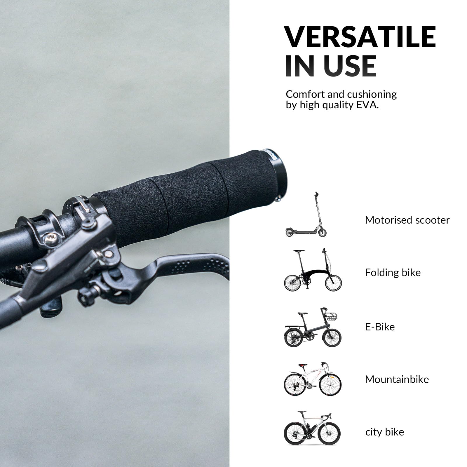 ROCKBROS Manopole Bici, Manopole MTB in Spugna EVA, Impugnatura per Manubrio Antiscivolo, Lock-On Design, Adatto per Bicicletta, MTB, Bici da Corsa, E-bike, Manubrio da 22 mm, Accessori Bici