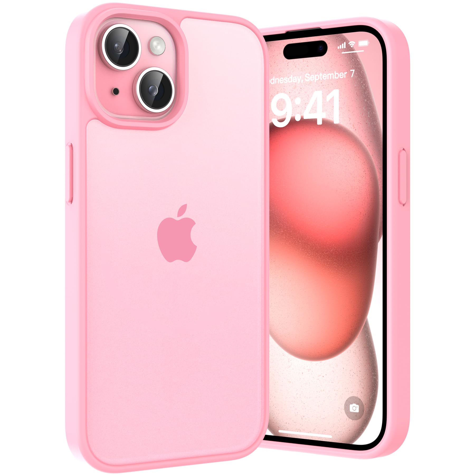 Opkiegrn Cover per iPhone 16e / 15/14 / 13, Antigraffio Antiurto Anti Ingiallimento Antishock Anticaduta Grado Militare Potettiva, Slim Trasparente HD Custodia per iPhone 16e / 15/14 / 13, Rosa Calda