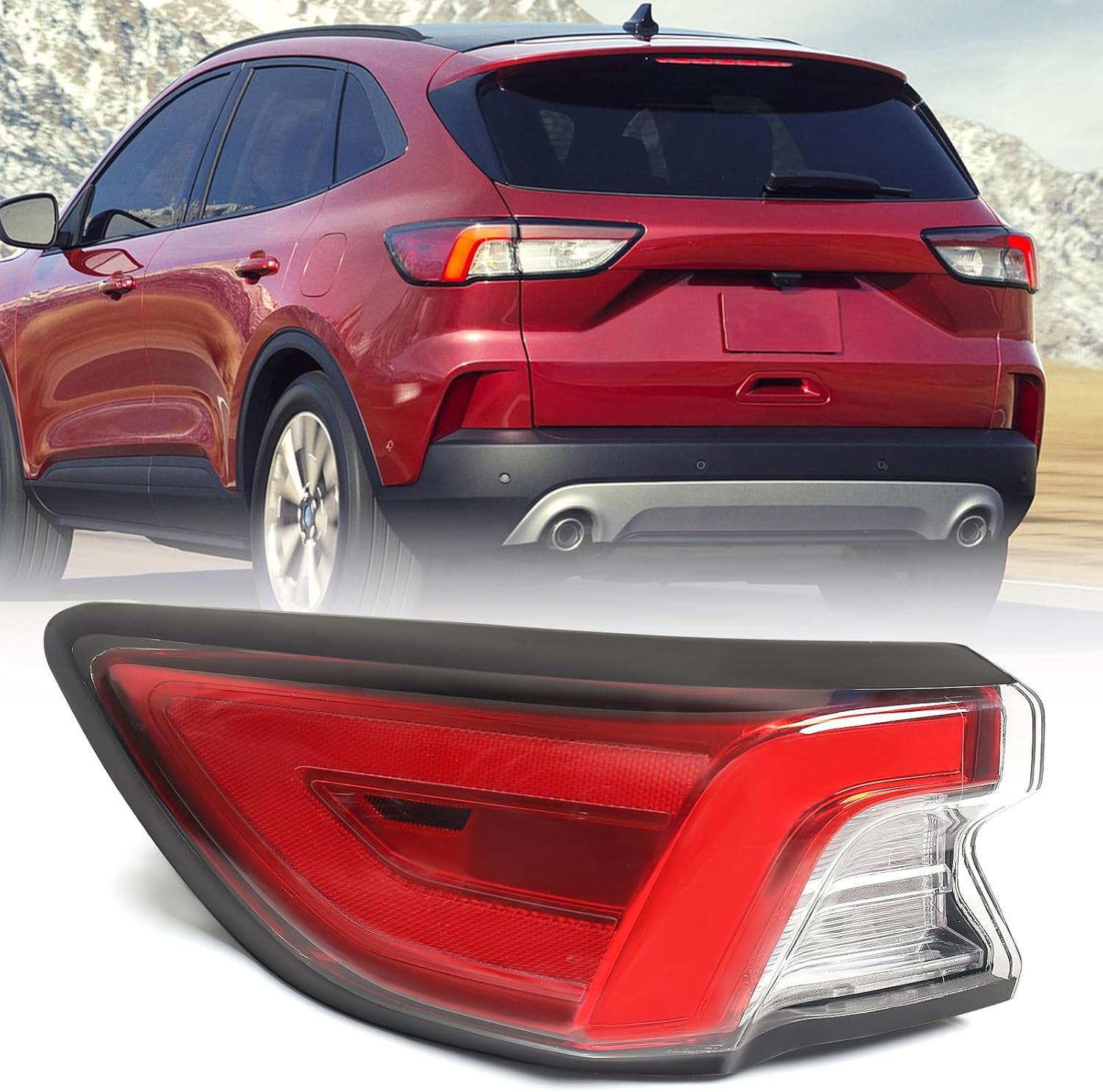 FIONE LED Tail Light Assembly Compatible with Ford Escape 2020 2021 2022 2023 Outer Taillight Rear Brake Light Left Driver Side LH LJ6B13405