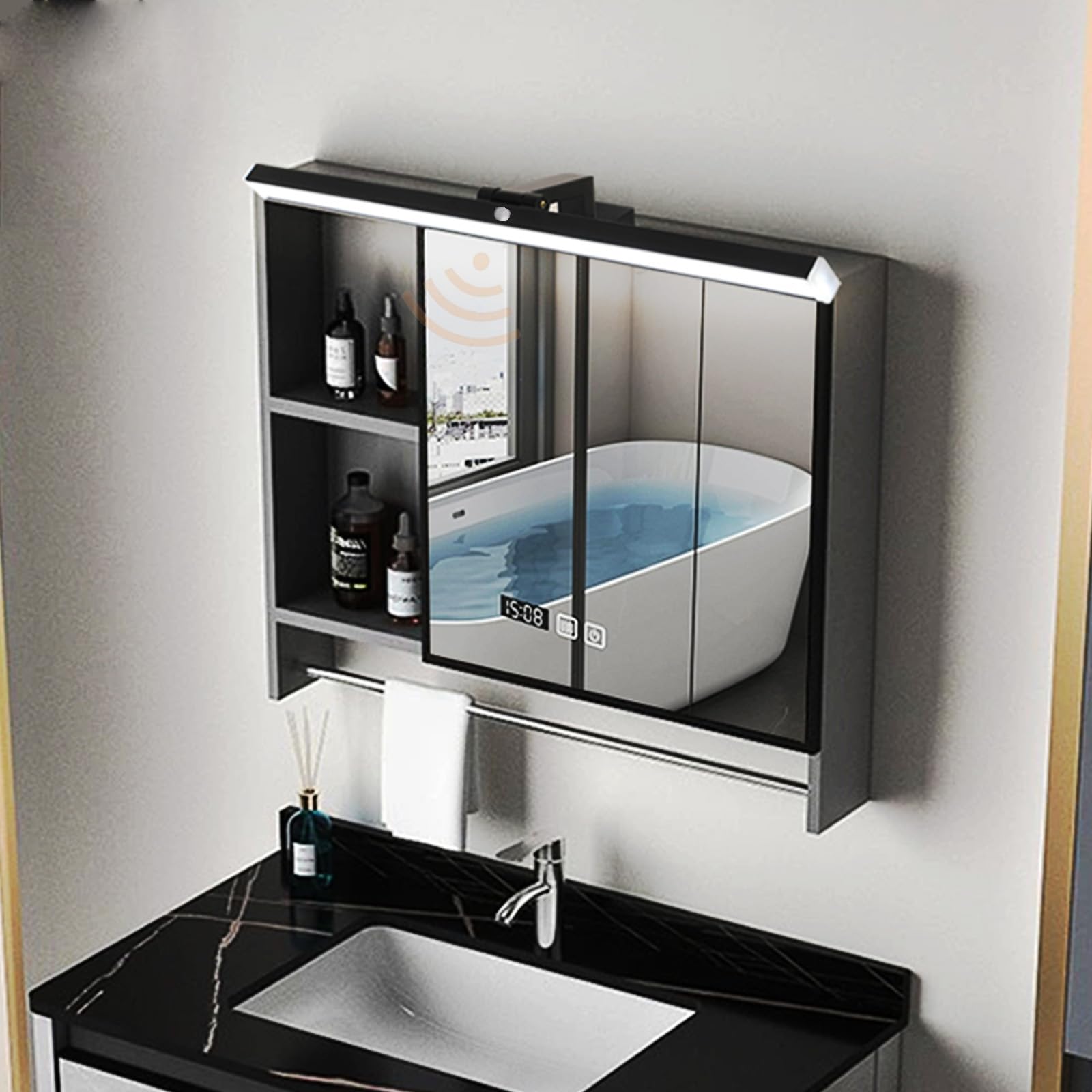 Apliques de espejo para baños y dormitorio con luz neutra regulable 8