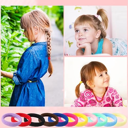 Vista 18 de Juego de 200 ligas para el cabello multicolor sin costuras para niñas, pulseras de telar para niños pequeños, kit de bricolaje