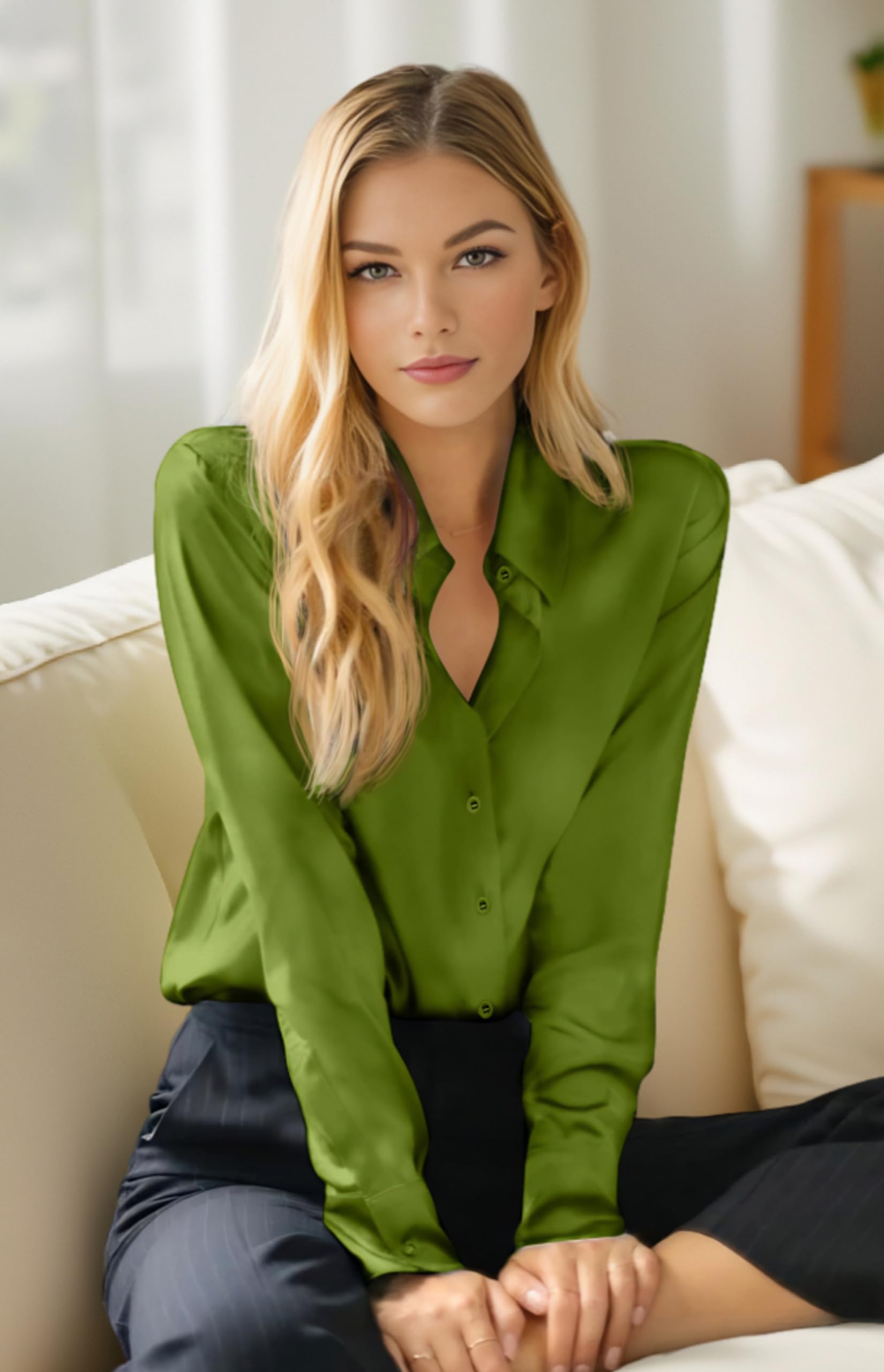 Premium Weiche Atmungsaktive Stretch Satin Seide Button Down Shirts für Frauen Langarm Leopard Blusen Arbeit Kleid Tops