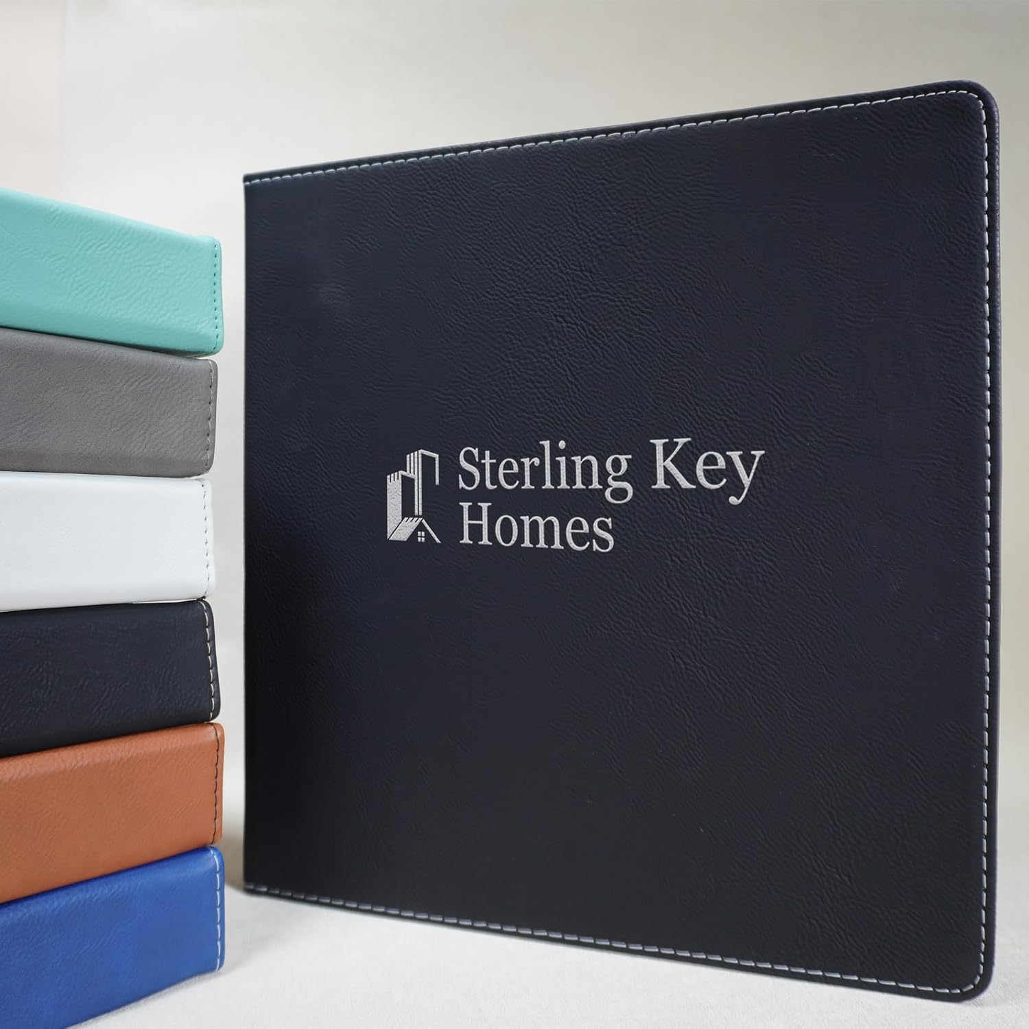 Custom Engraved 3 Ring Binder Slant D Ring Personalized Portfolio Organizer with Pocket Business Card Slots