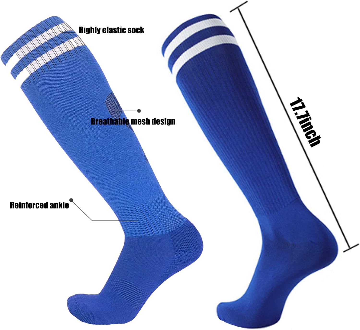10 Pairs Soccer Socks Stretchy Knee High Tube Socks Colorful Football Athletic Team Socks for Men Women Teens - Image 4