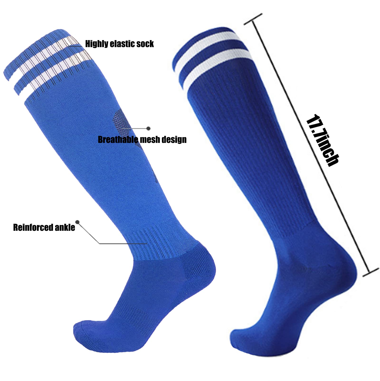 10 Paar Fußballsocken, dehnbar, kniehoch, bunte Fußballsocken für Männer, Frauen, Teenager