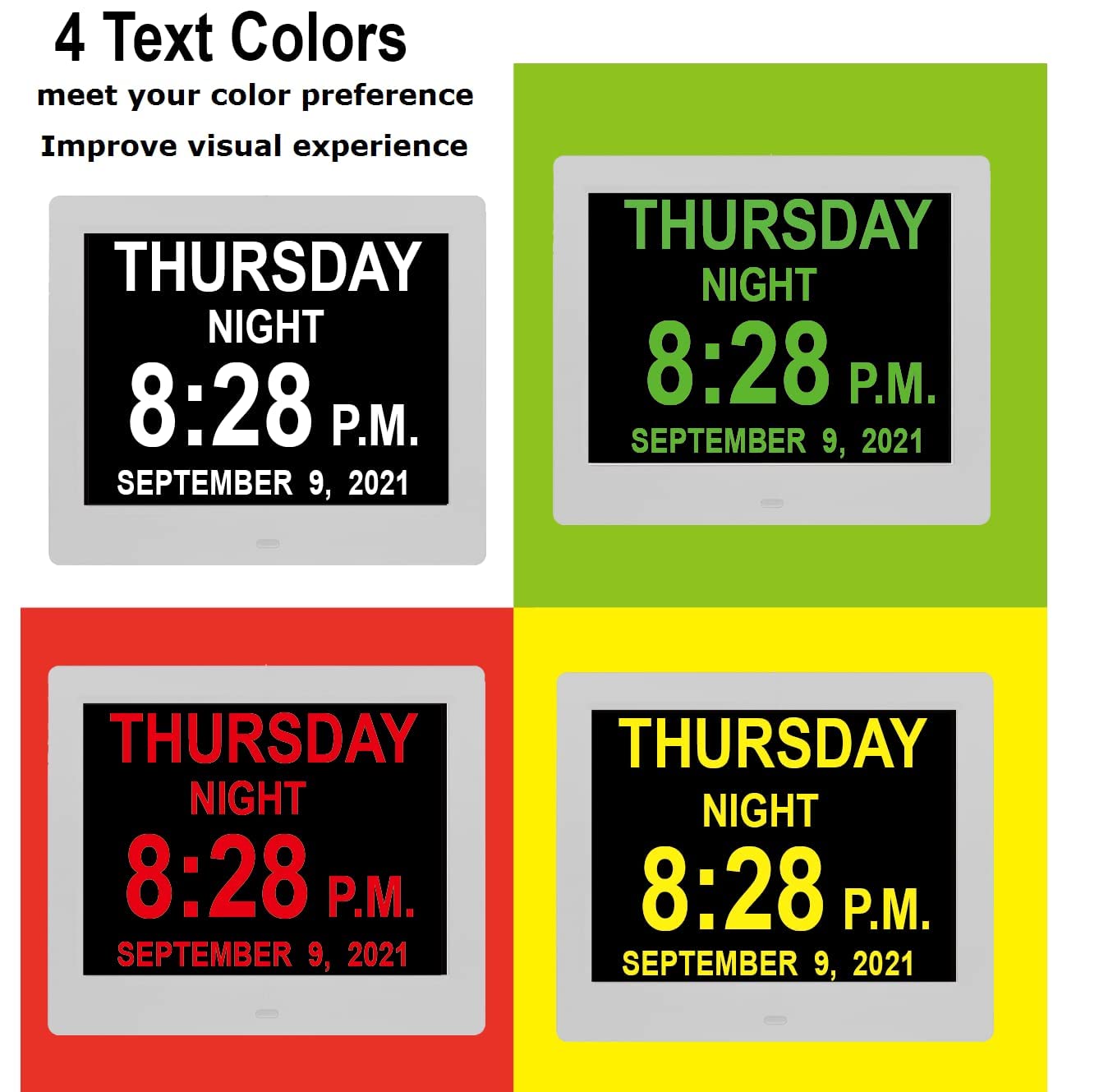 【Upgraded】 Digital Day Clock 19 Alarms & Remote Control, 8" Large AM