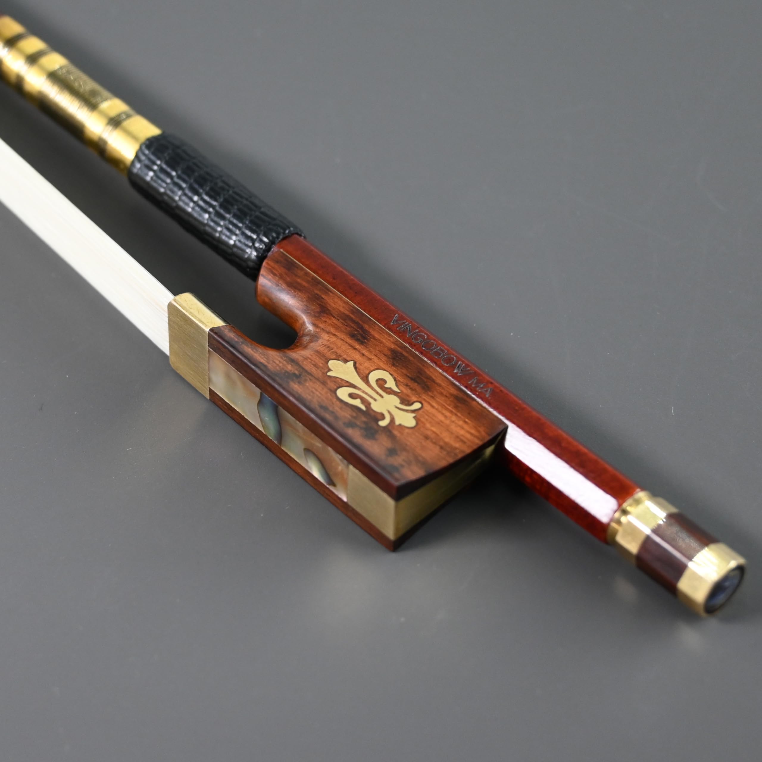 Archet hybride en fibre de carbone pour violon 4/4 VINGOBOW 127 V en forme de fleur de lys et grenouille 4/4 entièrement raide en crin de cheval naturel pour joueur professionnel