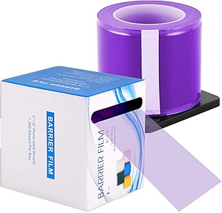 Annhua Barrier Film for Dental Barrier Tape Tattoo Tape 4" x 6" Disposable Barrier Sheets with Edge Dispenser Box, Disposable Plastic Perforated Sheets Film Dressing - 1200 Sheets|1 Roll - Purple