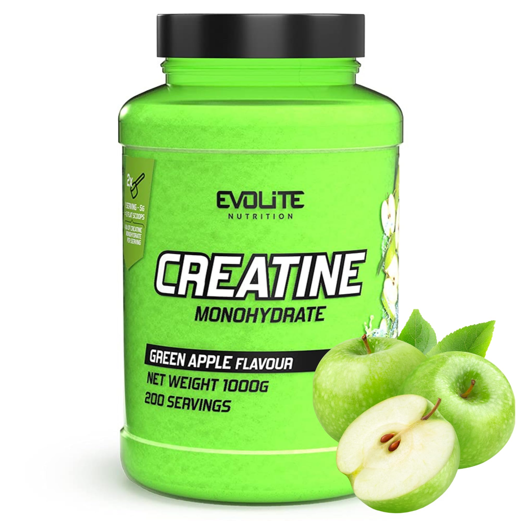 Creatine Monohydrate 1kg - Taurine Creatine Powder, Pre-Workout -200 Servings - Perfectly Soluble, Vegan & Micronized, 6 Months Consumption - Evolite Nutrition - 1000 g