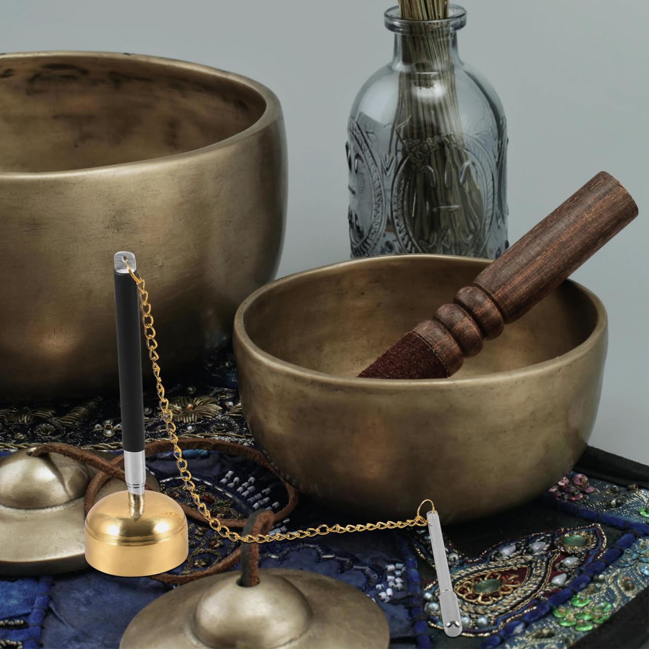 TOYANDONA Traditionelle Buddhistische Handglocke Aus Kupfer Mit Tragbarem Griff Für Meditation Spirituelle Reinigung Und Gebetsrituale 32.28 Zoll