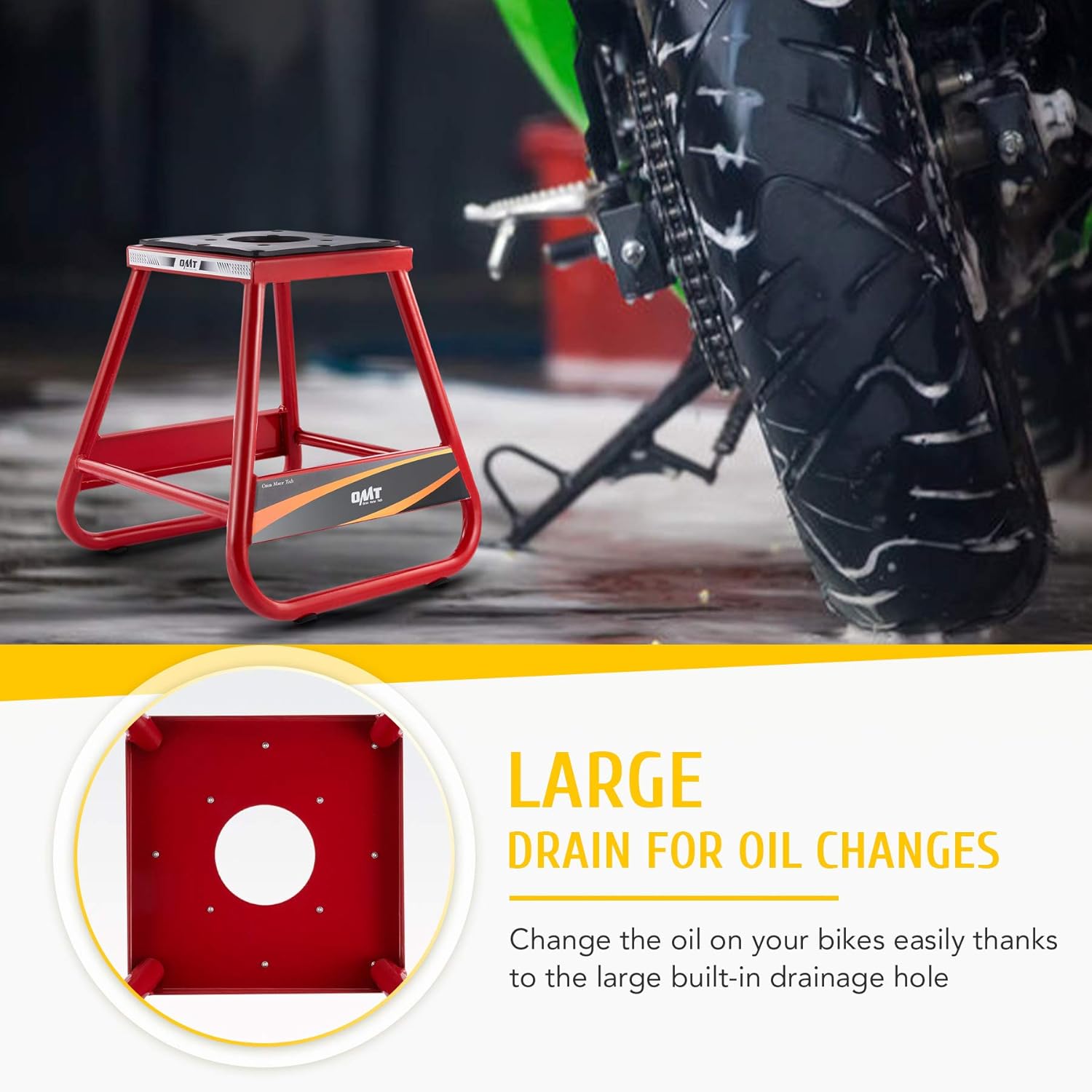 Orion Motor Tech Dirt Bike Stand, Integrally Molded Dirt Bike Repair Stand, 960lb Large Capacity Motorcycle Stand, 16.5" Motocross Stand for Dirt Bike Maintenance, No Assembly Required : Automotive