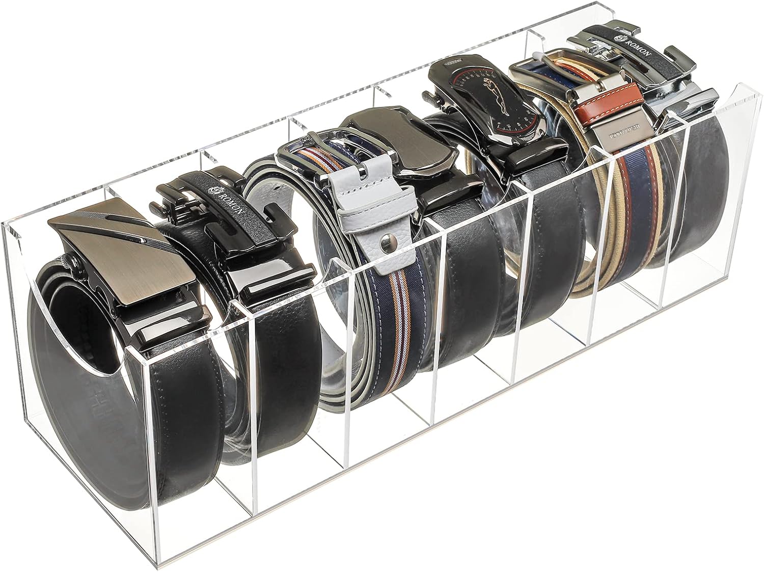 SupApollo Belt Organizer, Belt Organizer for Closet, Acrylic 7 Compartments Belt