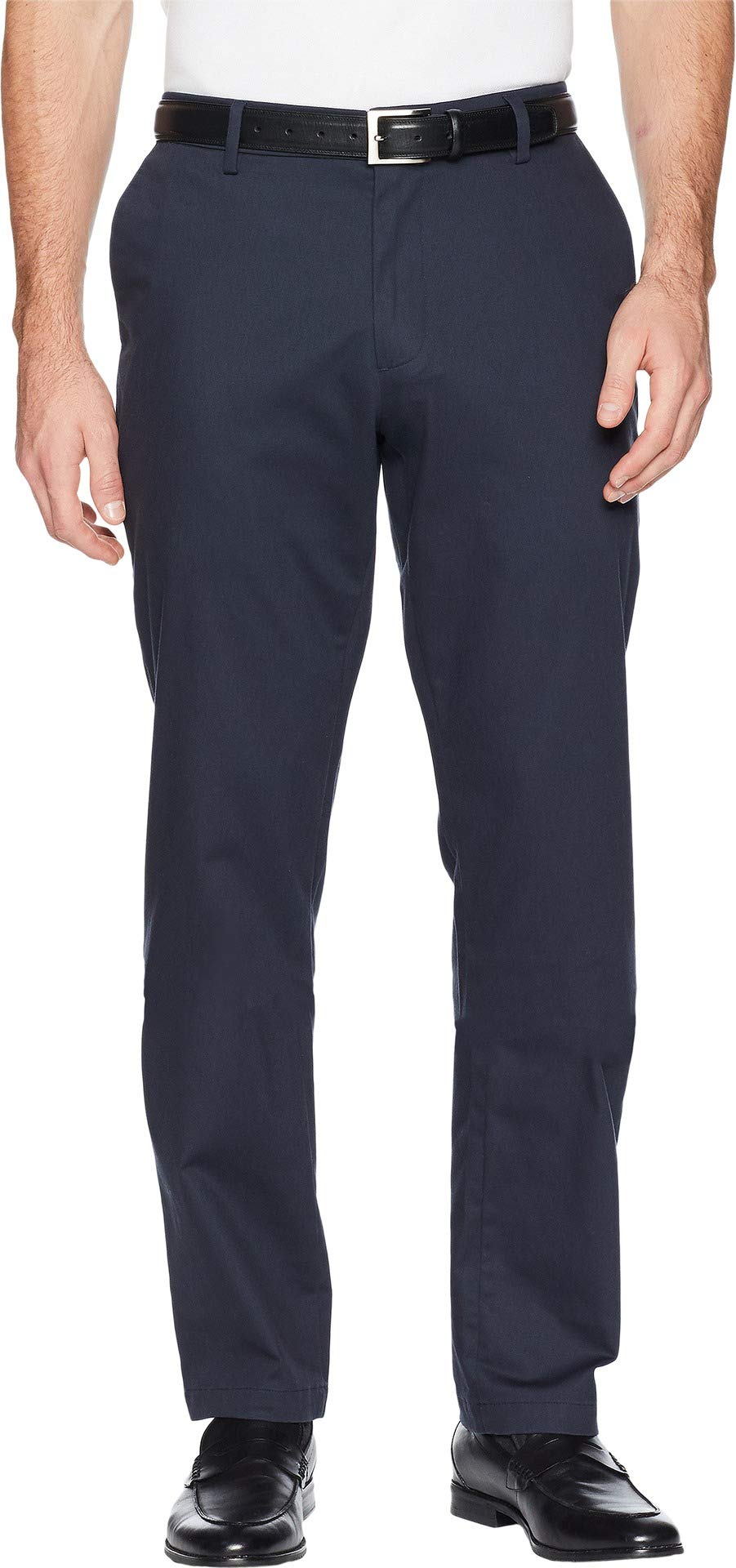 Dockers Men's Straight Fit Signature Lux Cotton Stretch Khaki Pant, Navy, 32W / 30L