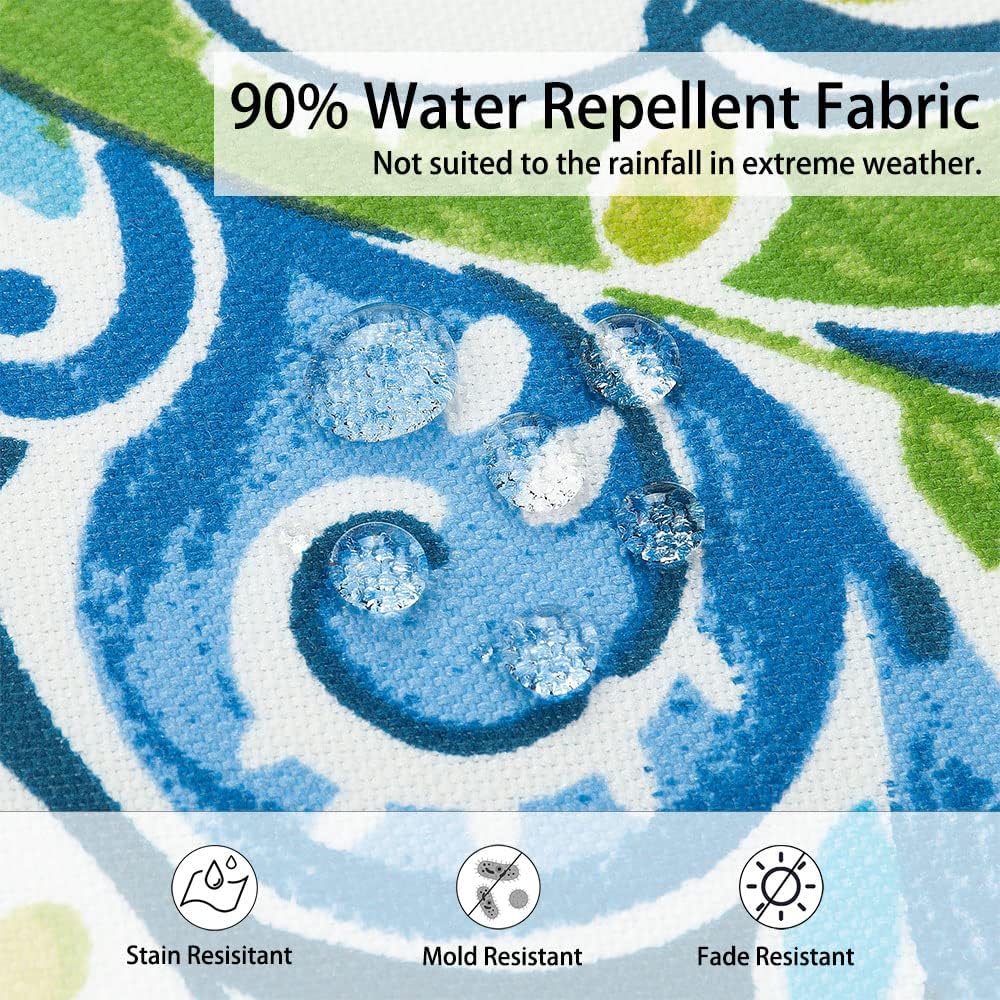 Magpie Fabrics Pack of 2 Outdoor Lumbar Pillow Case Covers 12"x20", Waterproof Rectangular Throw Pillowcase Shell Decorative Sham for Patio Garden Couch - Paisley Lapis Green - Image 3