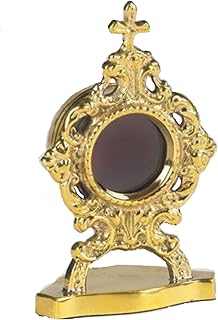 Christian Brands Personal Reliquary with Round Case 3 1/2 Inch Brass Relic Container