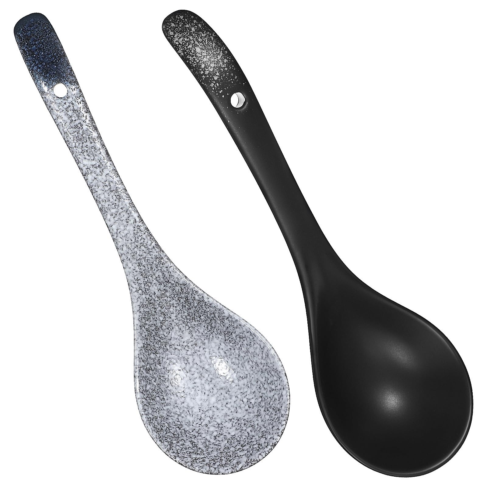 TOYANDONA 2 Cucharas Soperas de Cerámica Estilo Japonés, Mango Largo, Cómodas de Sostener, para Cocina y Restaurantes, Servir Sopa y Pasta