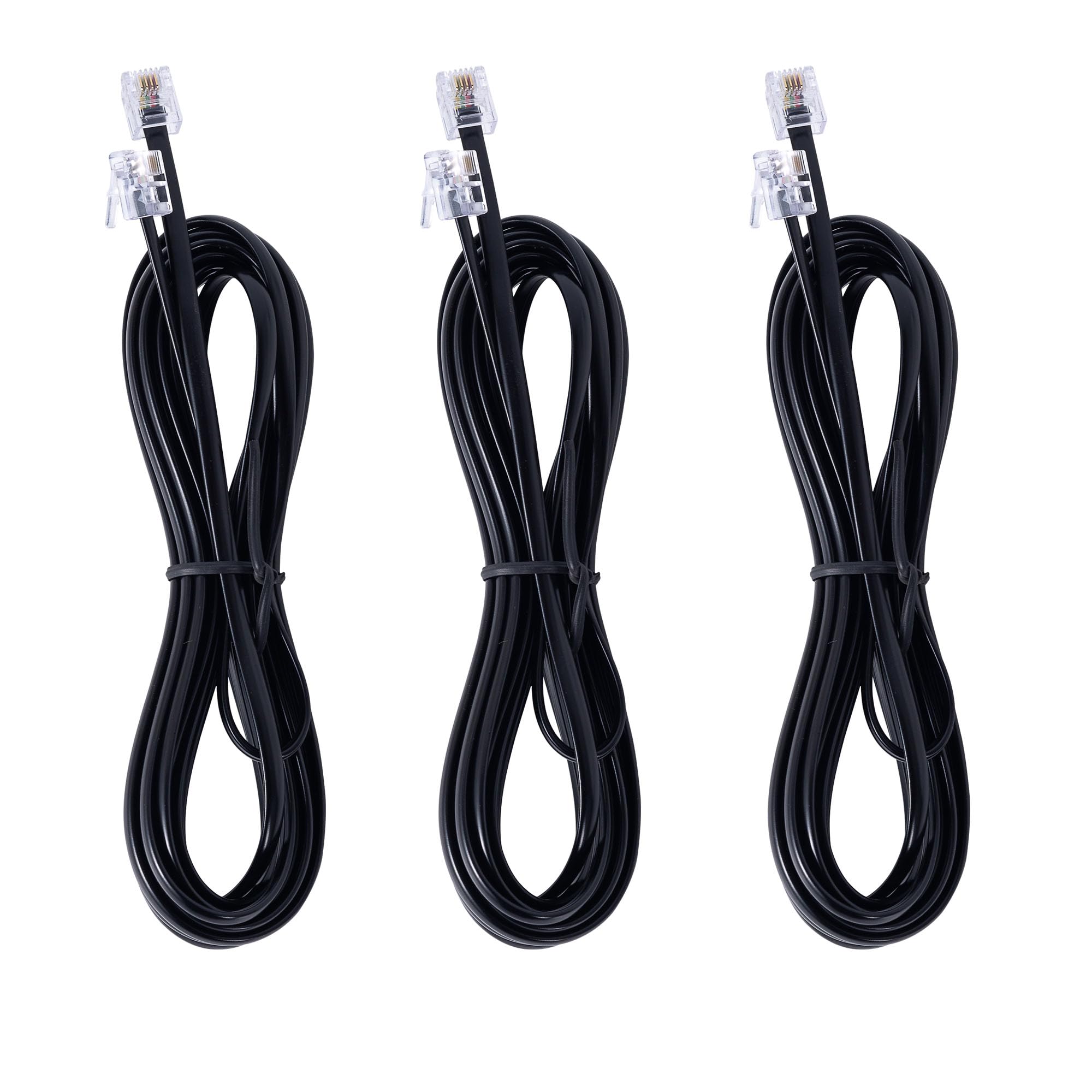 TOYAYAYO 3Pack RJ11 Cable Phone Cord for Landline - 6ft Telephone Cord - Male to Male for Landline Phone and Fax - Black