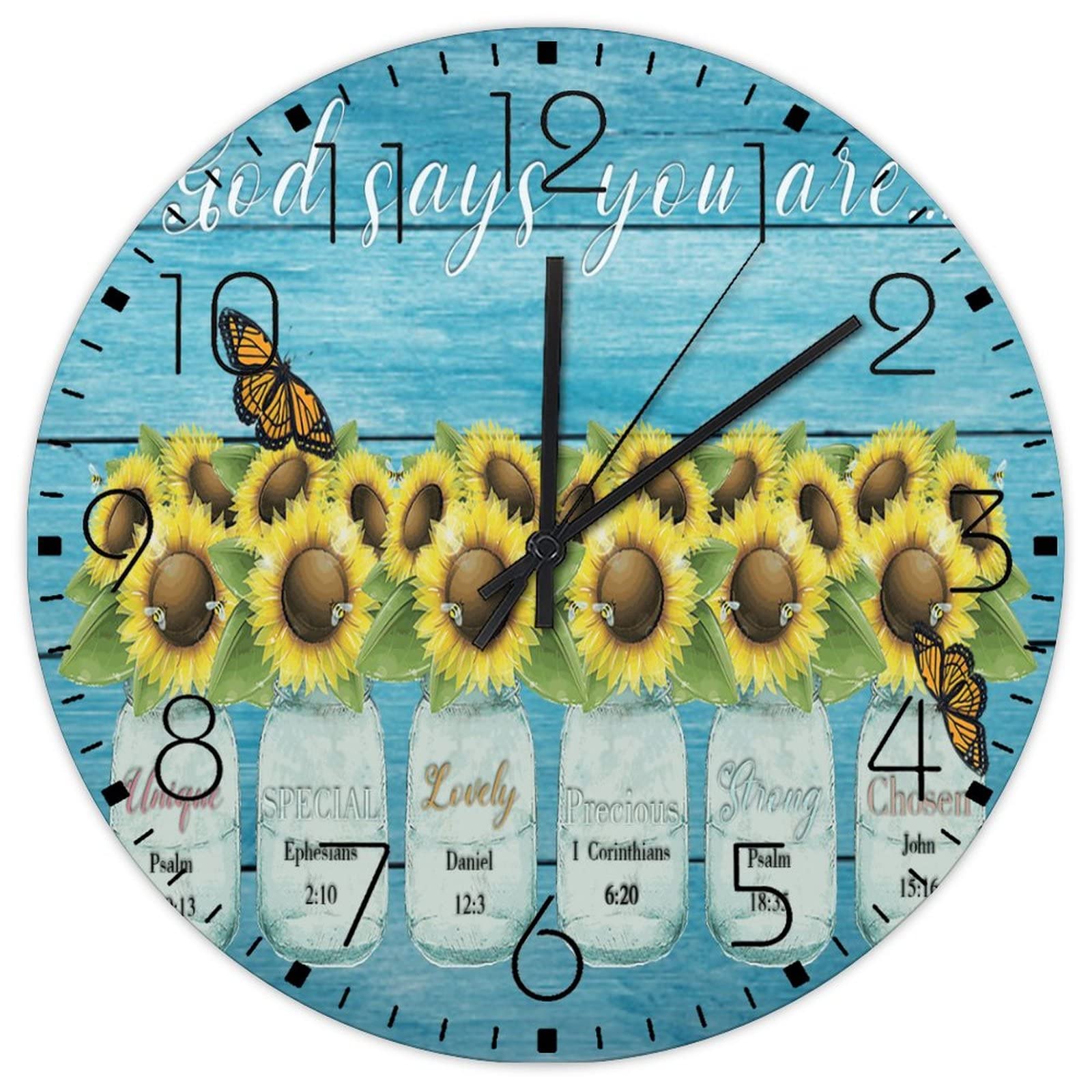 Horloges murales en bois 38 cm God Says You Are pour décoration moderne de chambre et bureau