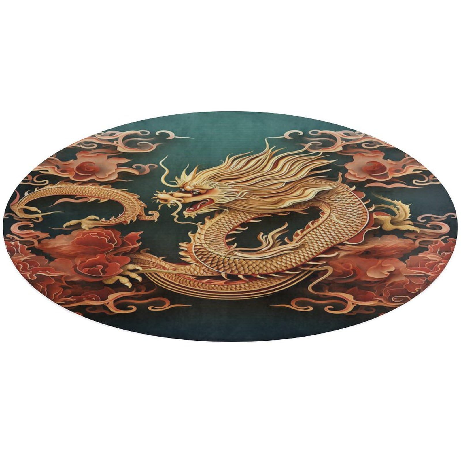 Alfombra de dragón chino lavable y pequeña para salón y cocina