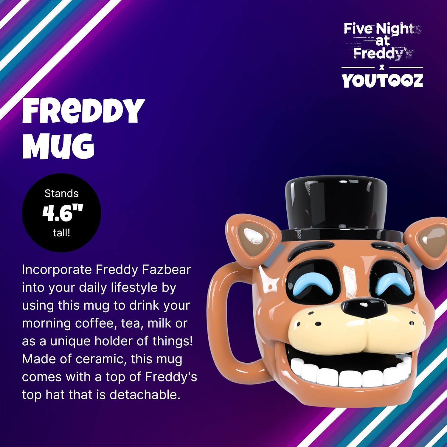 Youtooz Freddy Coffee Mug - Official Licensed Five Nights At Freddy's (13 oz) With Lid By Youtooz Collection image 2