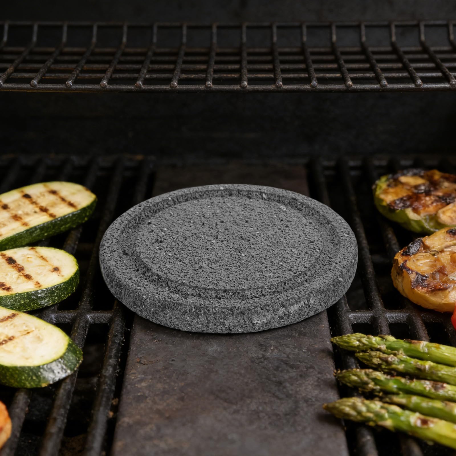 Piastra in Pietra Lavica Naturale per Barbecue Coreano, Sicura e Stabile, Facile da Pulire, per Pesce e Verdure Durante Riunioni Familiari e Picnic