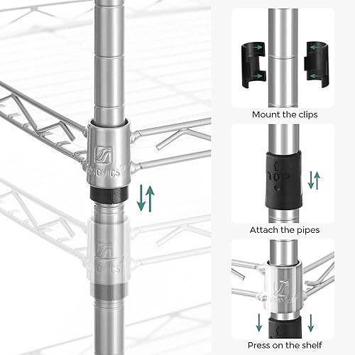 Miniatura 23 de SONGMICS Estantes de almacenamiento de 6 niveles, estantería de alambre, estantes de metal de cocina, estante de almacenamiento con estantes