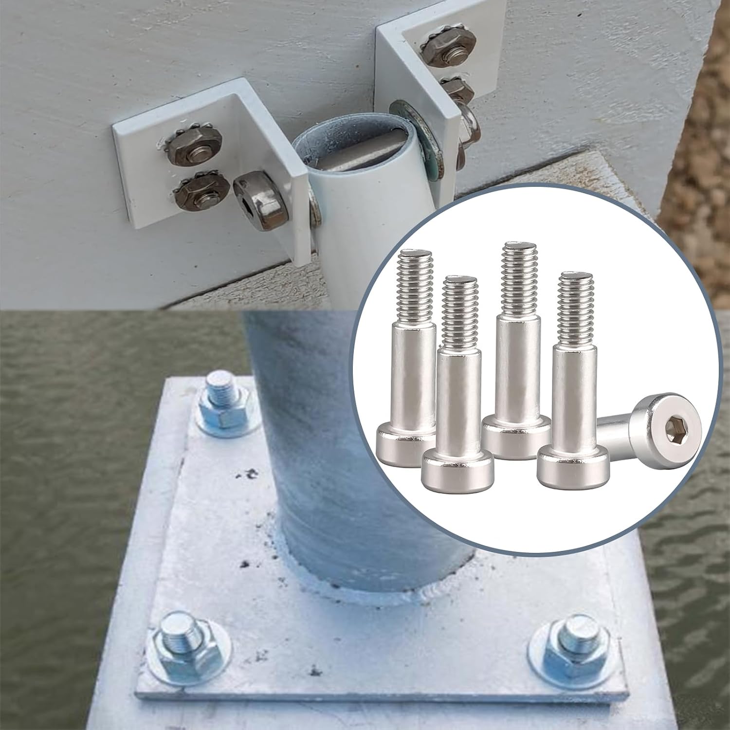 5 PCS 8*M6*6 Hex Socket Shoulder Bolt, Metric Machine Hex Socket Screw, Stainless Steel Shoulder Screws/Bolts, Metric Socket Head Cap Screws, Rust-Resistant, Smooth Finish, Durable