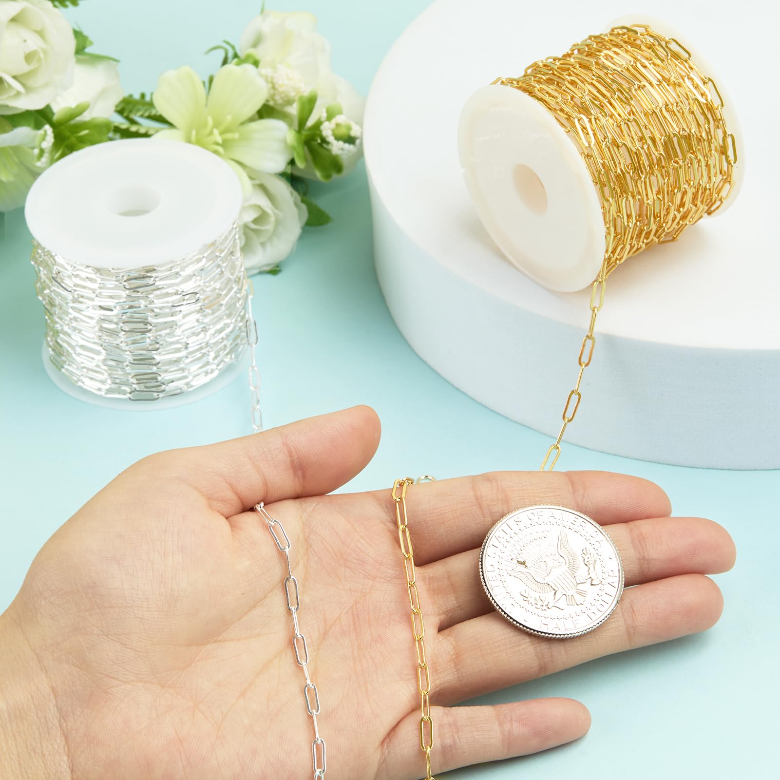 Paperclip Chain for Jewelry Making - 2 Rolls -7