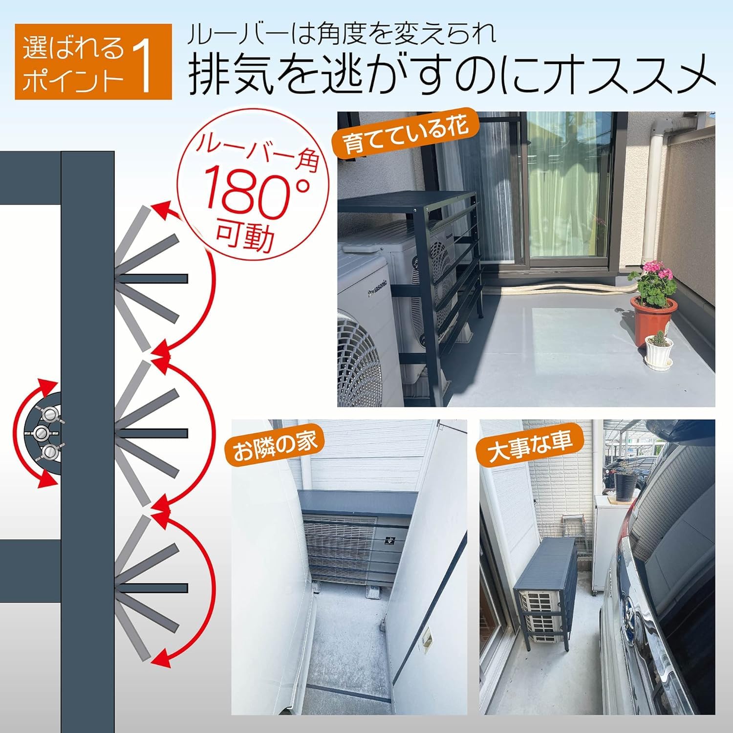 アルミ製 エアコン室外機カバー排気ルーバー方向可調整 Mダークグレー Amazon | アルミ製 排気ルーバー方向調整 室外機カバー M サイズ