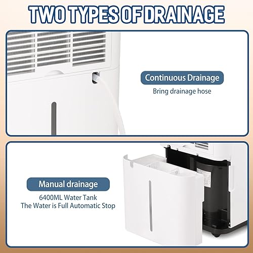 Miniatura 5 de Deshumidificador para el hogar, 45 pintasdía, deshumidificador de sótano, deshumidificador de garaje con bajo ruido, deshumidificador de sótano con