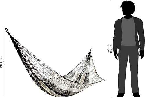Miniatura 3 de NOVICA Hamaca maya de nailon tejido a mano con cuerda para 1 persona con accesorios para colgar, rayas nocturnas (individual)