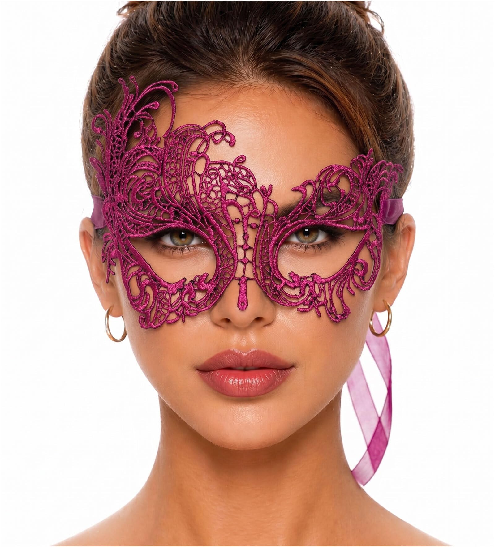 Masquerade Mask For Women Lace Masquerade Masks for Masquerade Party, Swan Magenta, One Size — image 1