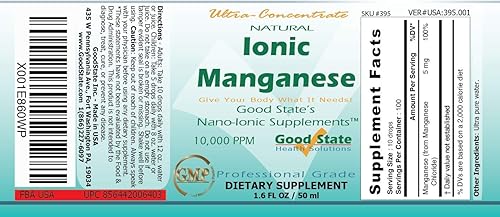 Miniatura 2 de Good State | Manganeso iónico natural | Concentrado líquido | Tecnología mineral de tamaño nano | Suplemento dietético de grado profesional |