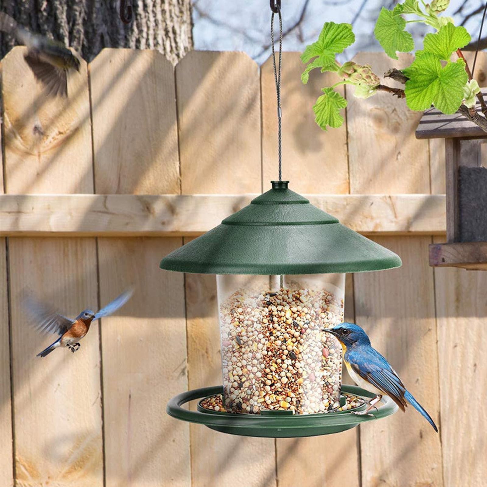 Comedero para Pájaros Salvajes Colgante Comedero Pájaros Exterior Transparente Resistente a Intemperie Comedero de Semillas Gran Capacidad Alimentación de Aves para Jardín y Balcón — view 9