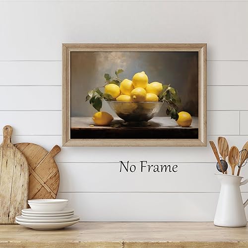 Miniatura 2 de Arte de pared vintage de limón francés, naturaleza muerta, lienzo con estampado de frutas amarillas, ilustraciones para pared, antiguo, 16 x 24