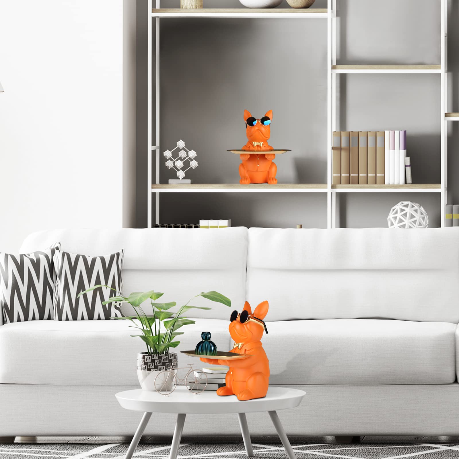 Amazon.co.jp: 樹脂ブルドッグデスク収納トレイスタチューコインピギー