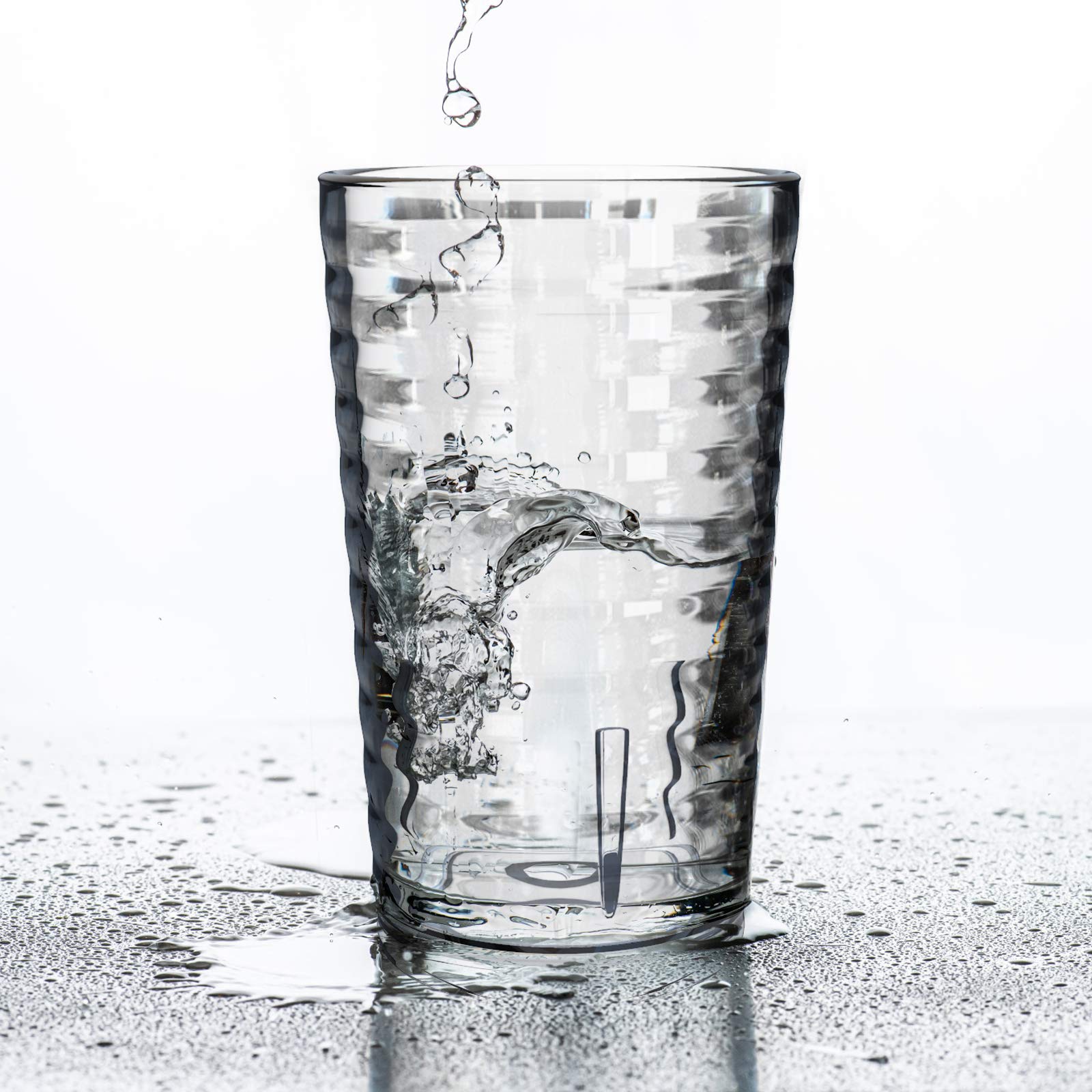 ALIMOTA - Juego de 6 Vasos de Plástico Resistente 385ml - Reutilizables, Lavables en Lavavajillas, Borde Reforzado Transparente - Ideal para Cócteles, Bebidas y Agua